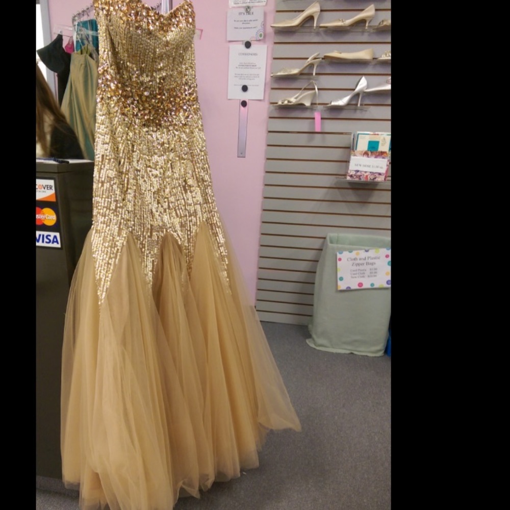 Gold sherri hill dress